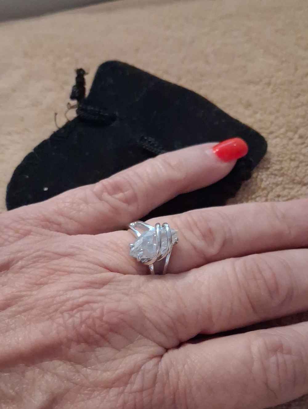 Nordstrom Silver Wrap-Style Ring with Clear Stone
